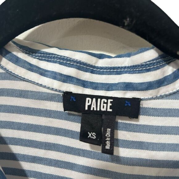 PAIGE Elora Striped Long Sleeve Collared Button Down Shirt Blue White Size XS - Picture 6 of 11